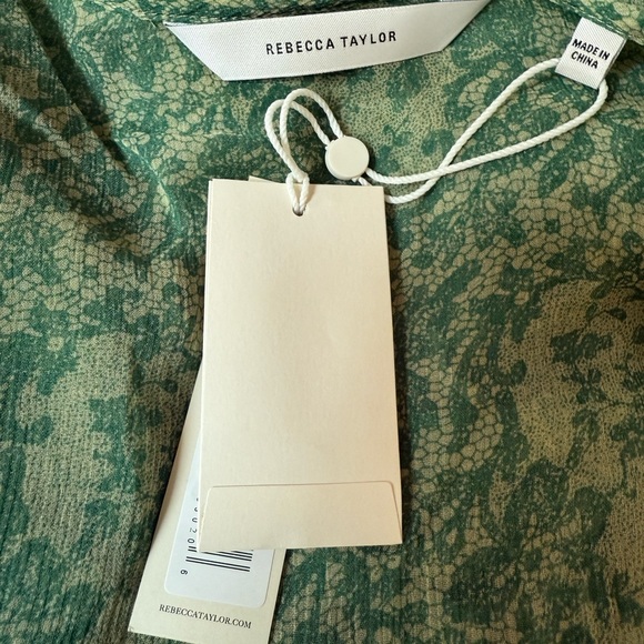 Floral Ruffle Long Sleeve Silk Chiffon Shirtdress Rebecca Taylor - Picture 11 of 13